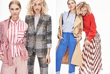 Modern image showing four fashion models posing in contemporary outfits.