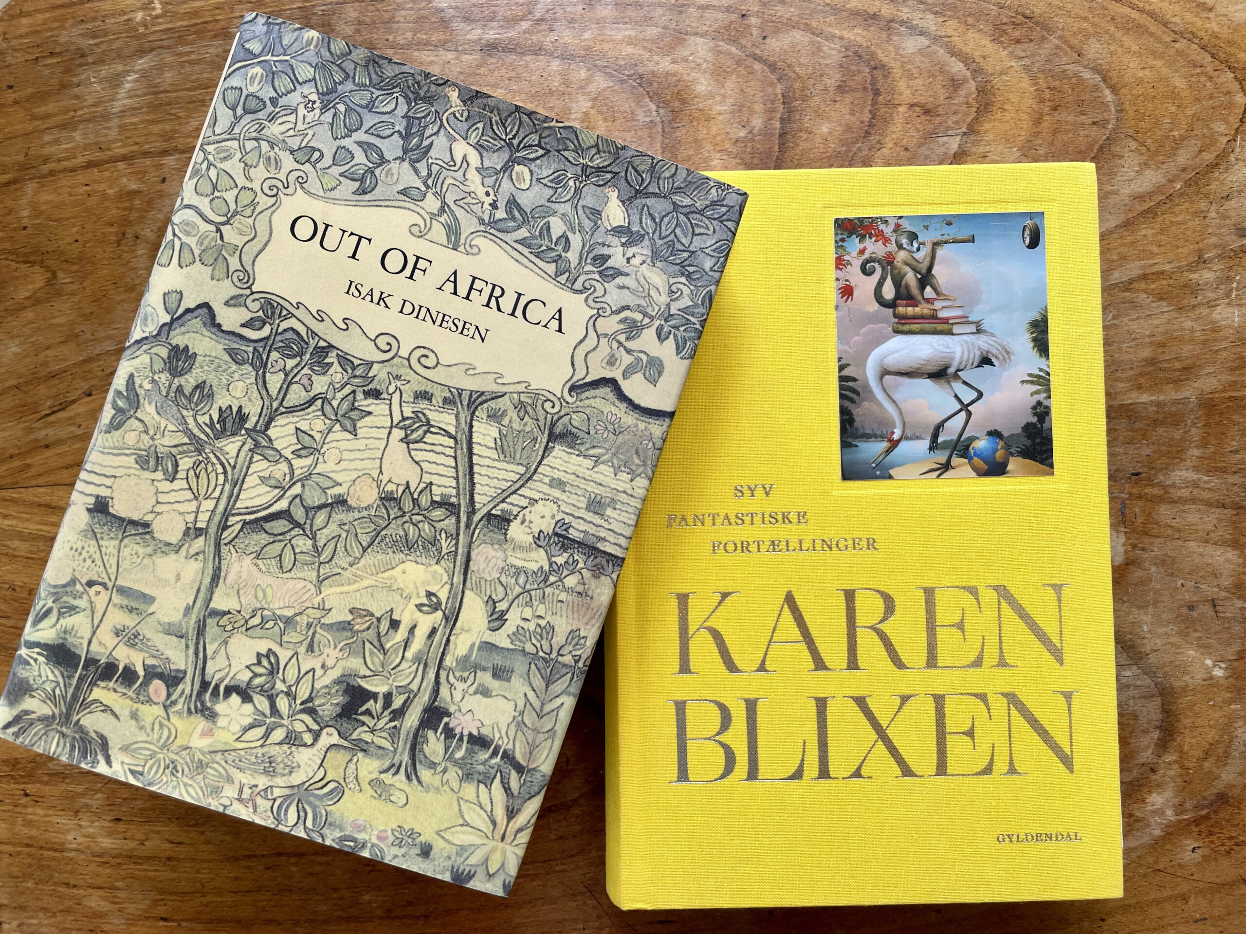 Two books by Karen Blixen: Out of Africa and Syv fantastiske fortællinger.